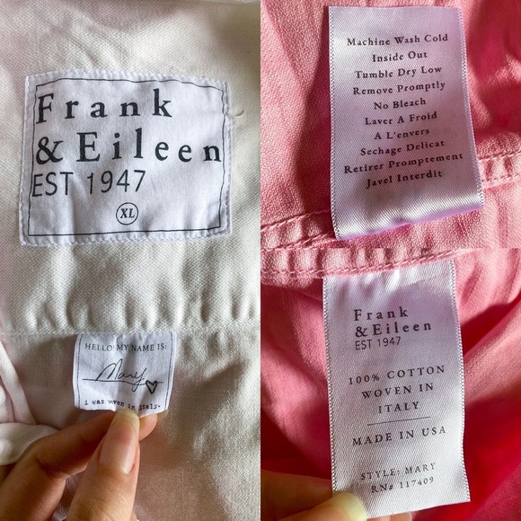 Frank & Eileen Dress Mary Shirt Button-Down Mini Ombre Pink Dip Dye XL EUC - Picture 6 of 7